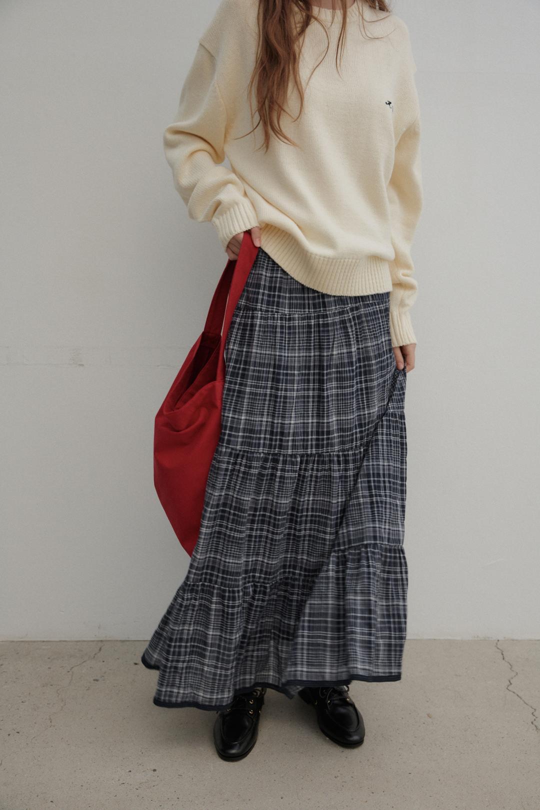 2nd. Hippie Girls Skirt check (navy)