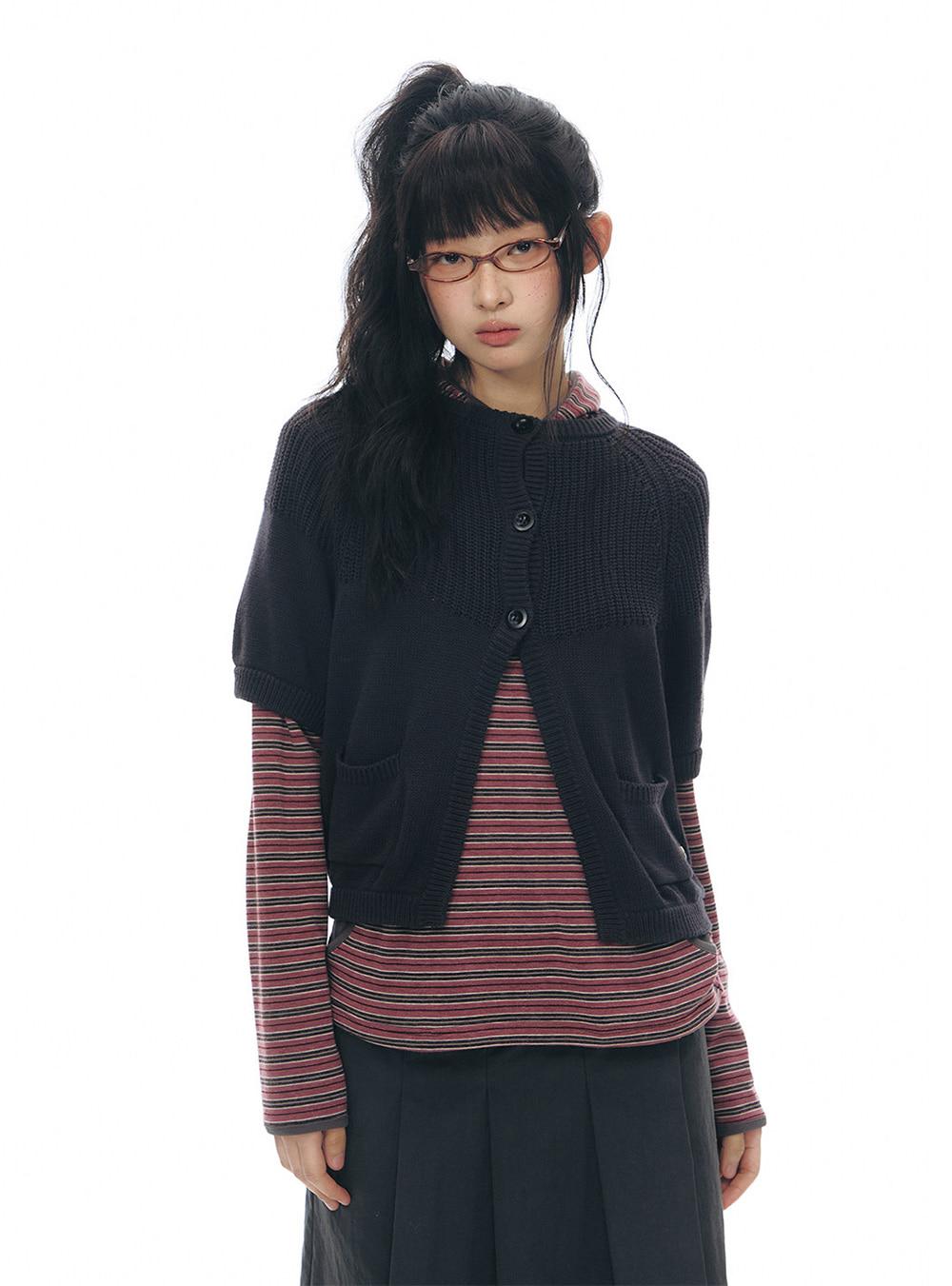 Rib Trim Half Sleeve Jacket