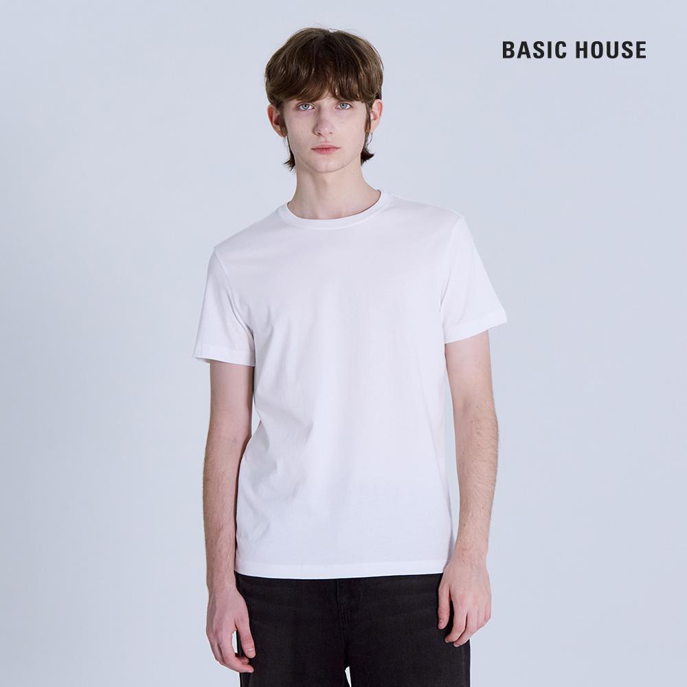 베이직하우스 면30수 레귤러핏 라운드 무지반팔티셔츠 LATS0126