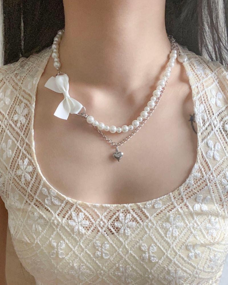 [신상 5%할인] (전체 써지컬스틸) 발레 스완 리본 목걸이 Ballet swan ribbon necklace