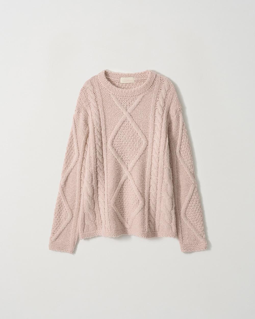 Alpaca Wool Cable Knit Dress_Pink