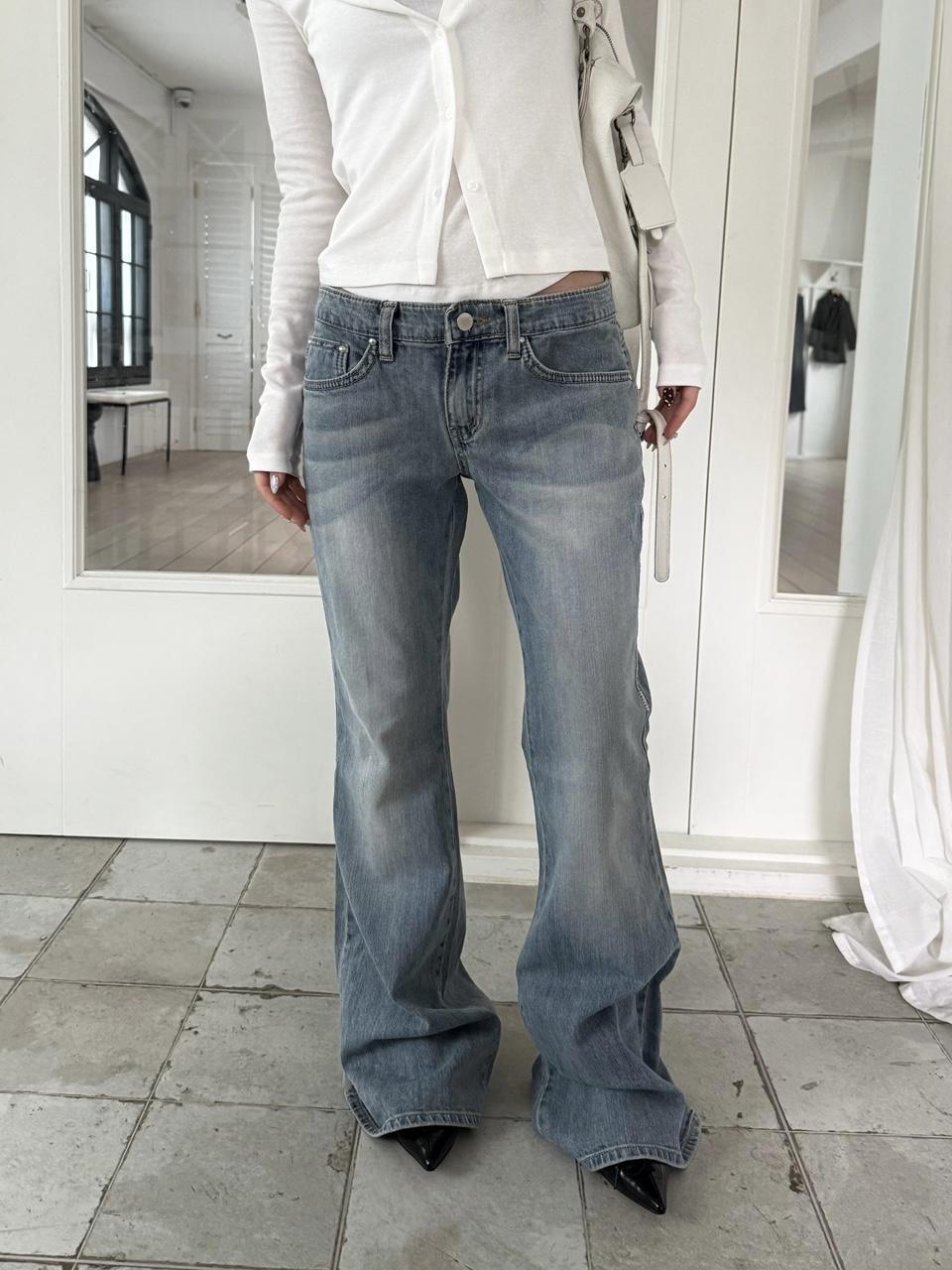 슬립오버 Haze low bootcut 연청 로우라이즈 ootj 부츠컷팬츠