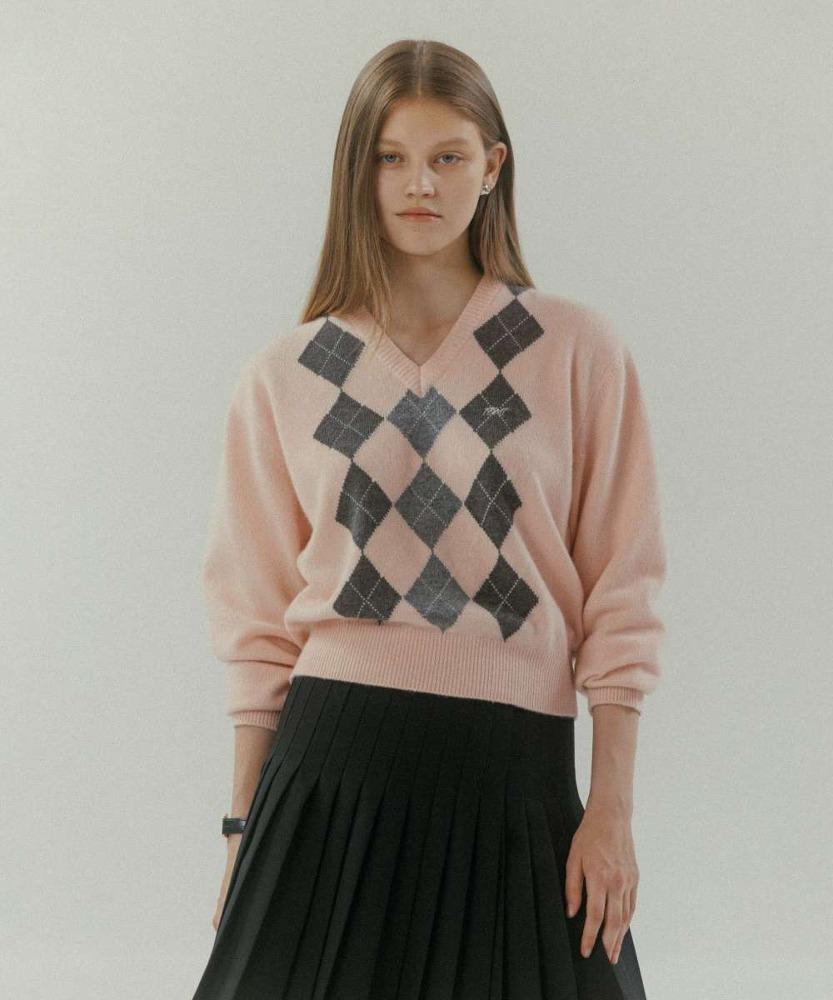 ARGYLE WOOL KNIT PULLOVER