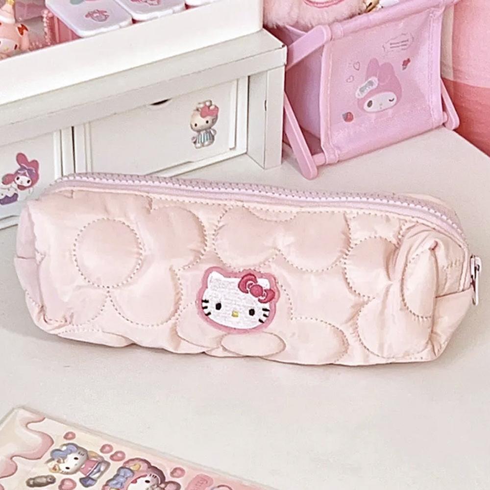 [덕후템][당일]핑크 누빔 자수 키티 필통 펜케이스