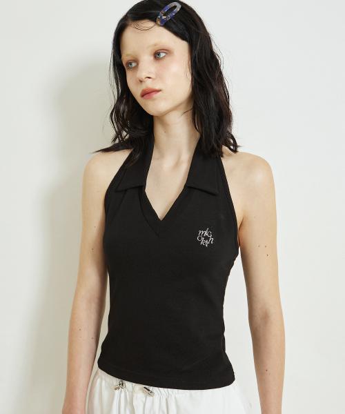 홀터넥 PK 탑 블랙