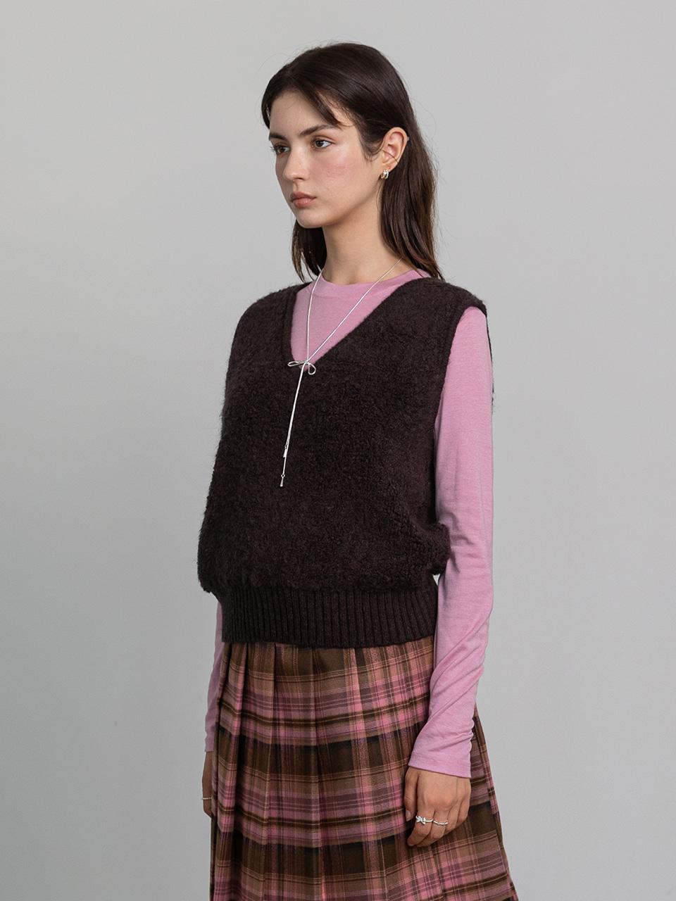 Deep V-Neck Knit Vest