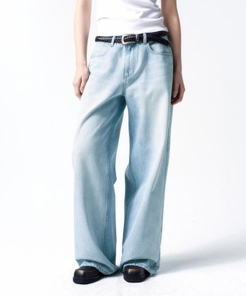 [CALIK] 로우 웨이스트 와이드 진 LIGHT BLUE