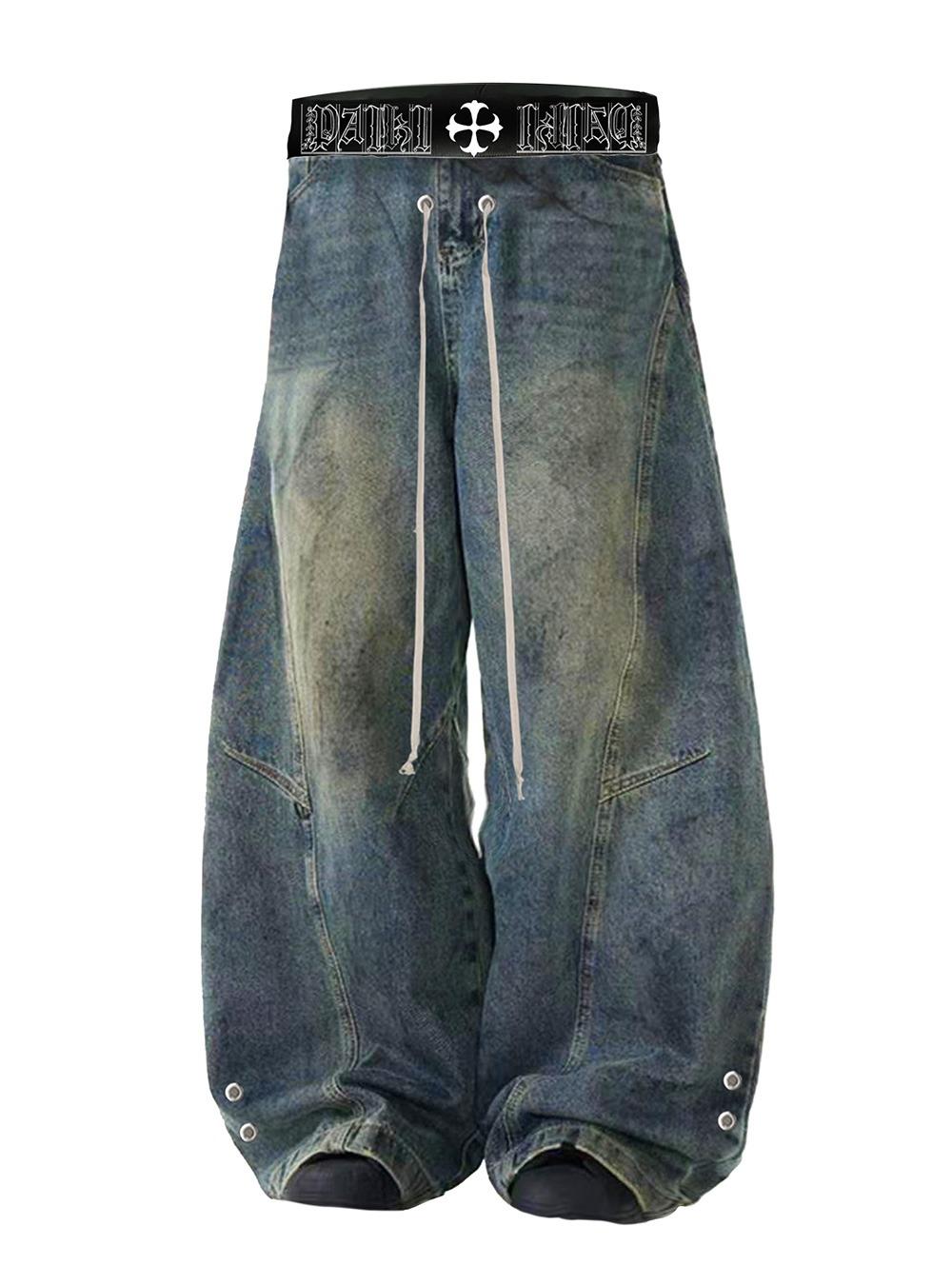 Embroidered Wide-Leg Denim Pants (3color)