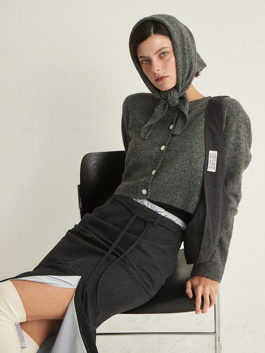 SCARF KNIT CARDIGAN - GRAY