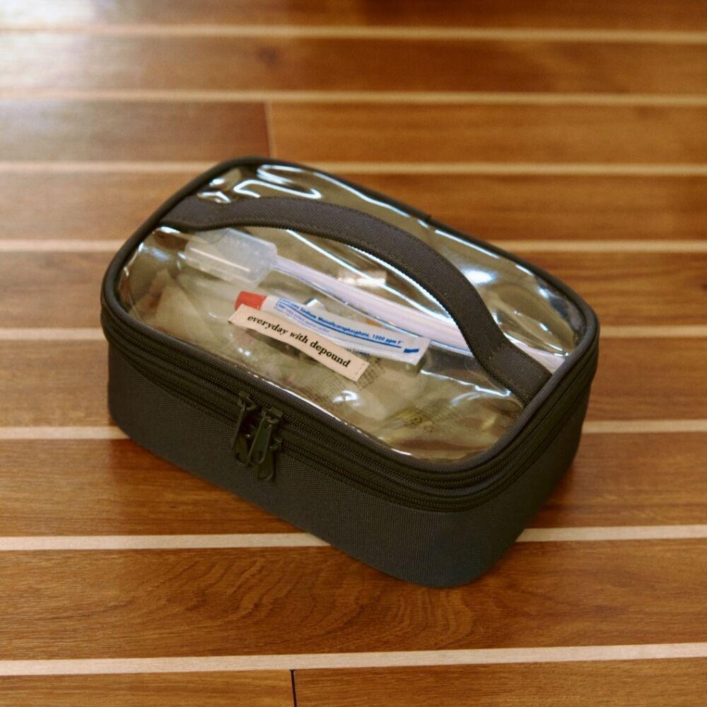 double layer cosmetic bag - charcoal