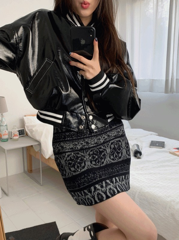 패턴 밴딩 스커트