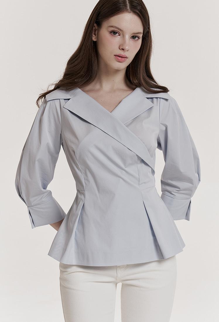 Adela V-neck Blouse (Blue)