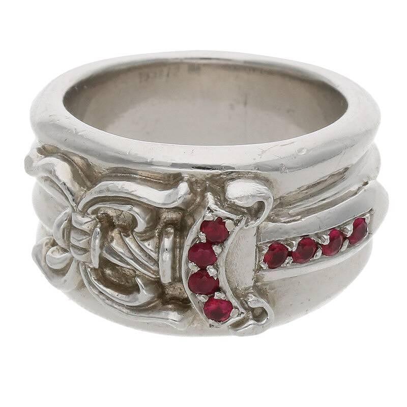 Chrome Hearts Size: 16.5 18K DAGGER P/RBY/Dagger PAVE Ruby/White Gold Ring