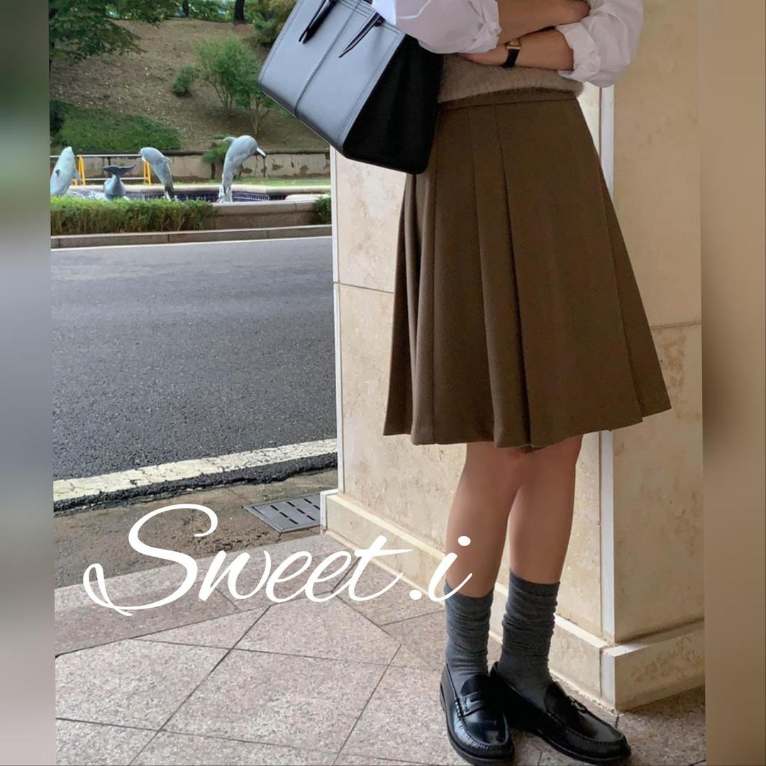 [세일 - 차콜M 베S] 아잉 로에 랩 미디 플리츠 스커트 3col areing