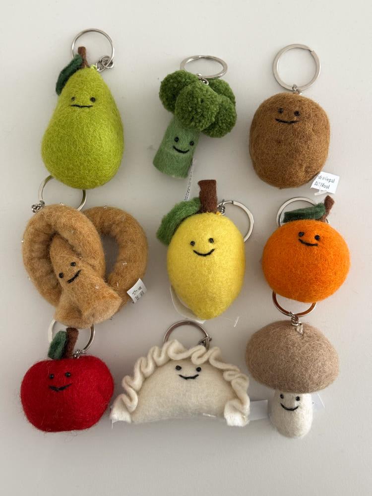 네팔 울 양모펠트 키링(9type) 양모펠트 야채 못난이 미니 키홀더