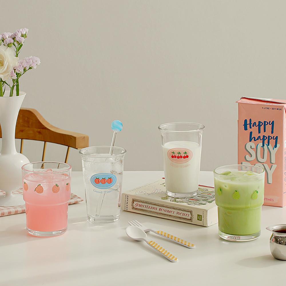 상큼 후르츠 빈티지 유리컵 홈카페 집들이 선물 유리컵 4type