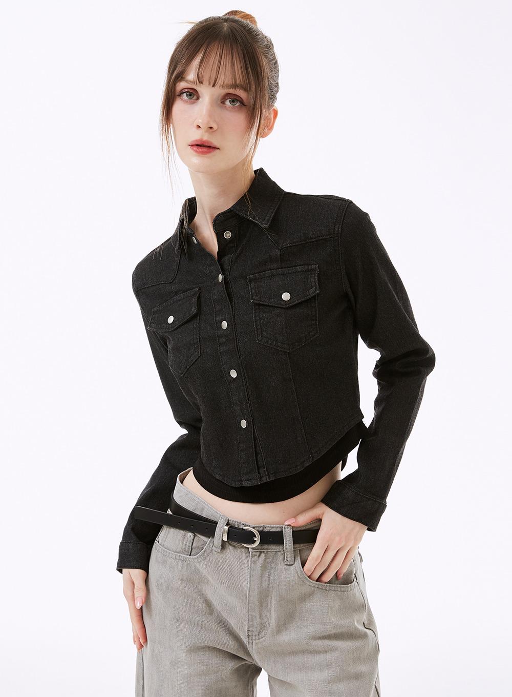 러빙스 크롭 데님 셔츠