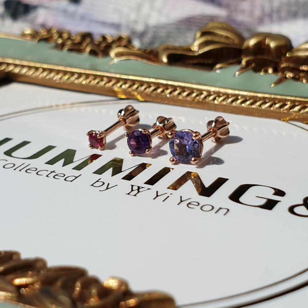 14K 천연 원석 4발 세팅 피어싱 ( 천연석 종류, 바두께 1mm, 1.2mm 선택옵션) 귓볼, 아웃컨츠, 이너컨츠 추천
