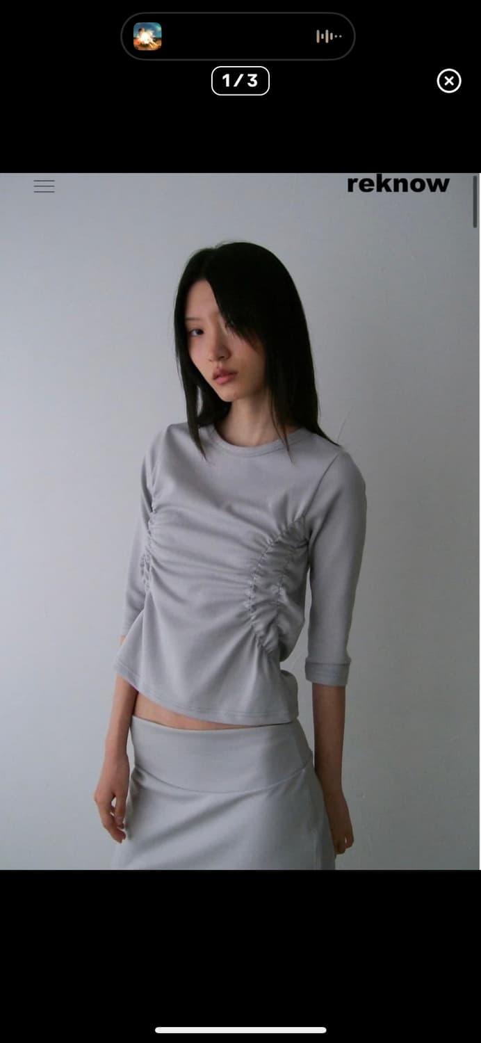 [reknow] 르노우 메이드 져지 셔링 티셔츠 그레이 | 후루츠패밀리