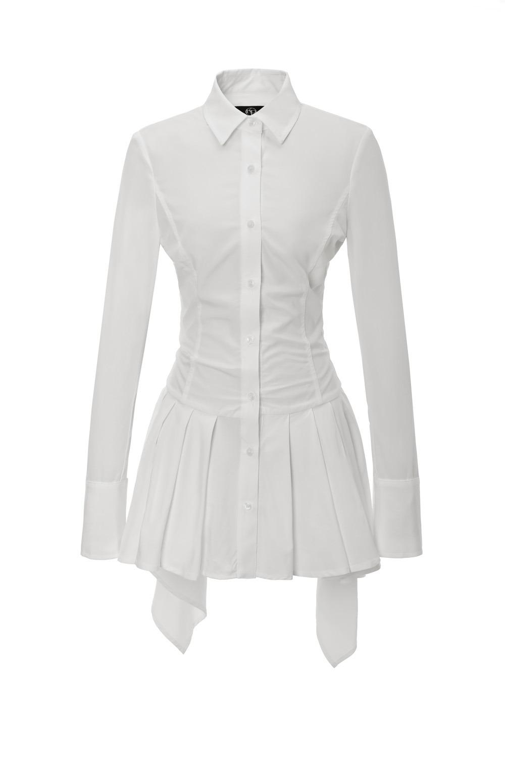 [ODDONEOUTXKHAKIPOINT] DRAPE SHIRT DRESS WHITE