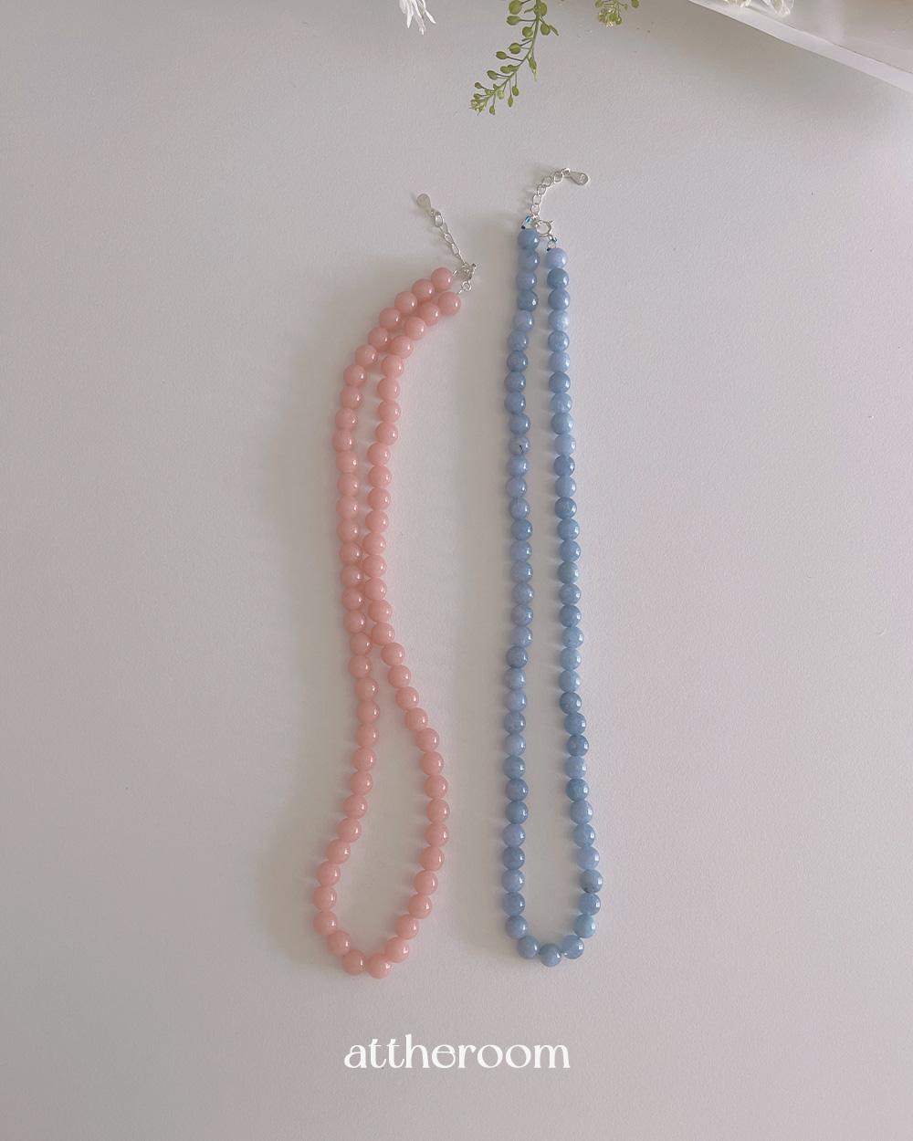 실버925 오션 볼 원석목걸이 (2color)