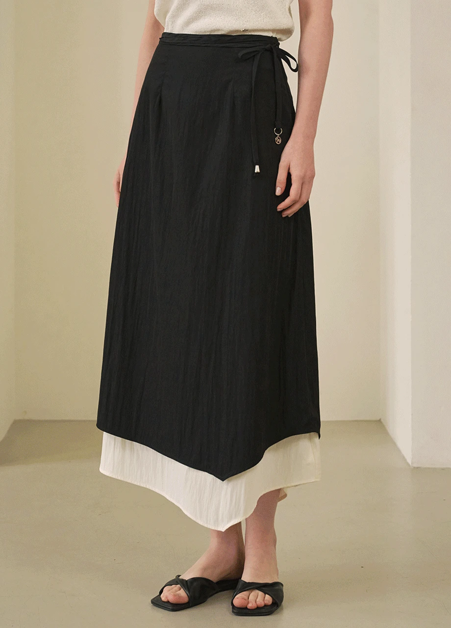[25-36] Beguile Unbalance Strap Long Skirt 
