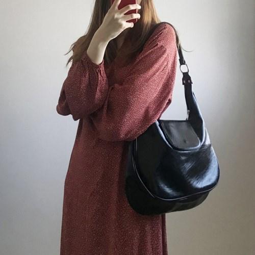 플랩 커버 지퍼 반달 호보 숄더백