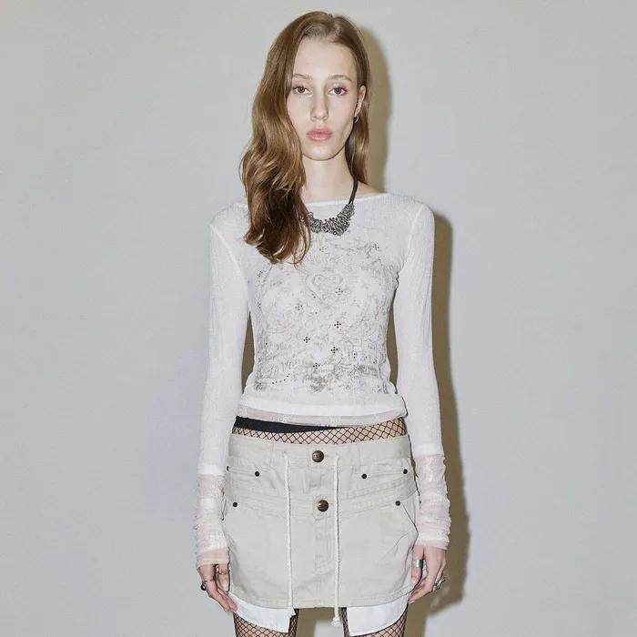 Triple Lace Layered Tee Ivory