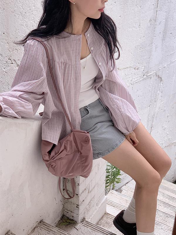 유리에 가을신상🍂 요거트 체크 셔링 bl - 2 color (빈티지/체크남방/가을체크/어텀/러블리/아메카지/여름블라우스/꾸안꾸)