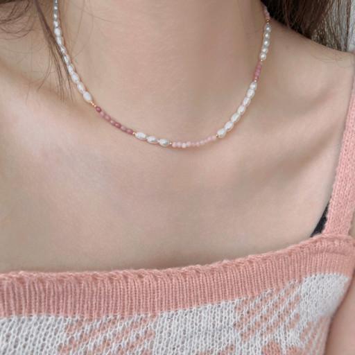 핑크믹스💗 뉴트로 진주목걸이, 초커
