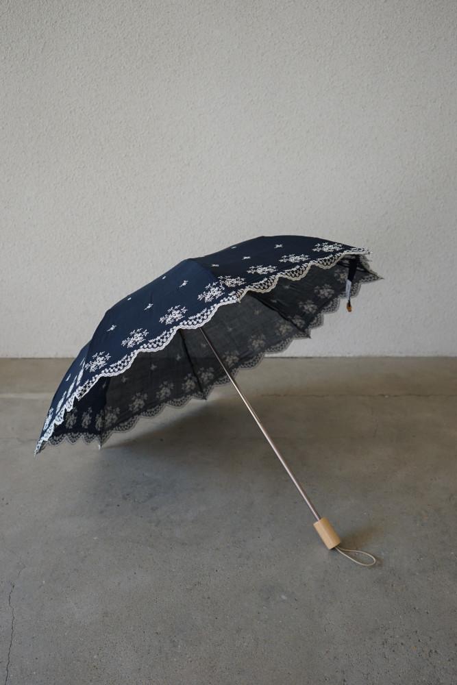 [호레이 3단양산] 그레이스풀 네이비 스캘럽 / Graceful Navy Scallop / 스캘럽양산 레이스양산 패브릭양산 코튼양산