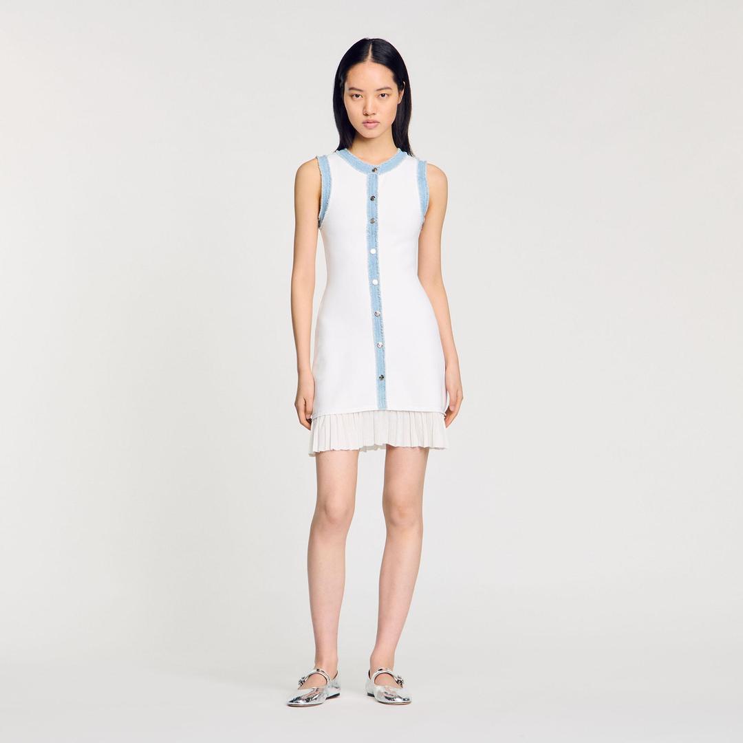 러플 니트 미니 드레스