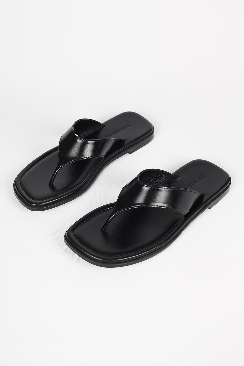 레더 플랫 샌들_블랙