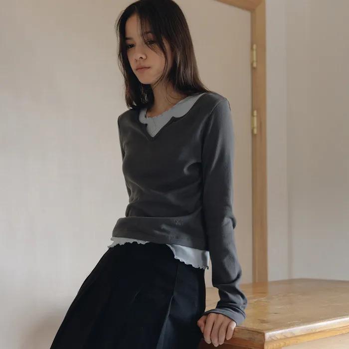 Tender layered long sleeve (charcoal gray)