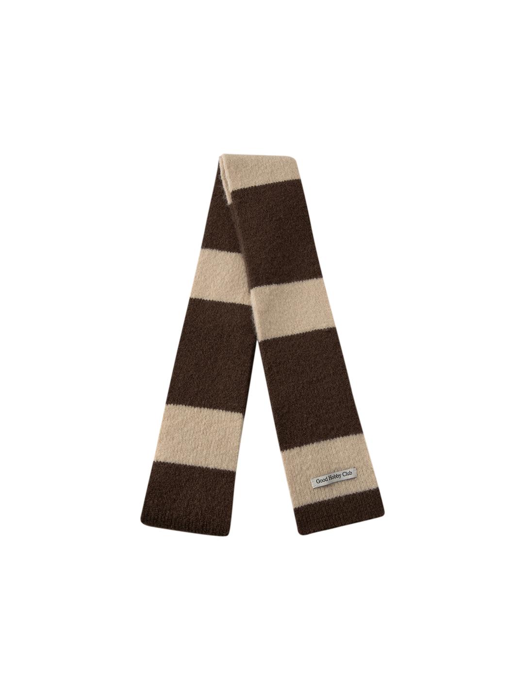 STRIPE MUFFLER_CREAM BROWN