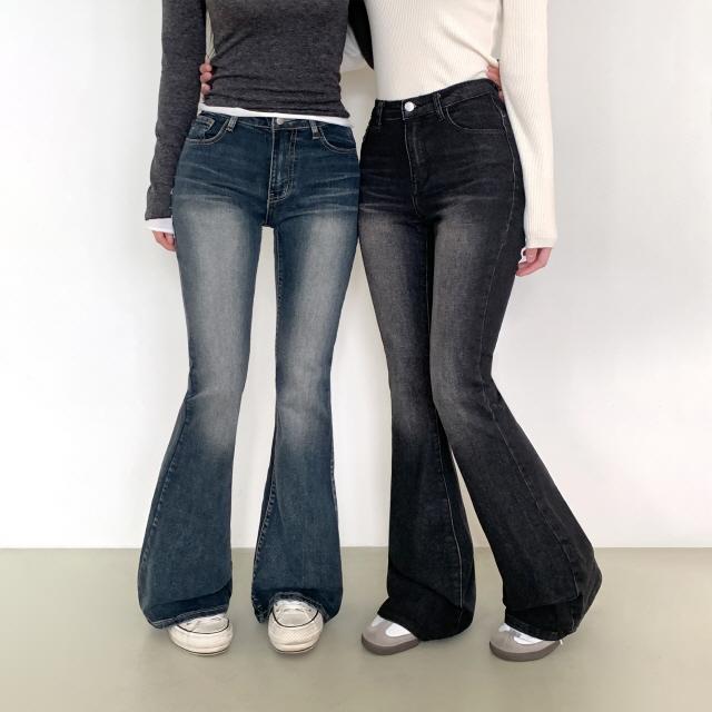 조이조이 [3단기장/힙업보정💯] 렌더리 골반뽕 빈티지워싱 몸매보정 청바지 허리밴딩 롱 부츠컷 데님 팬츠