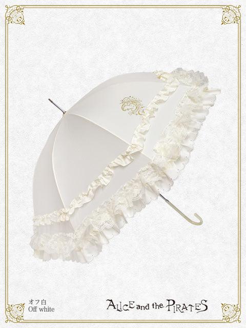 三日月と秘密の鍵プリントレースフリルアンブレラ - オフ白 Off white