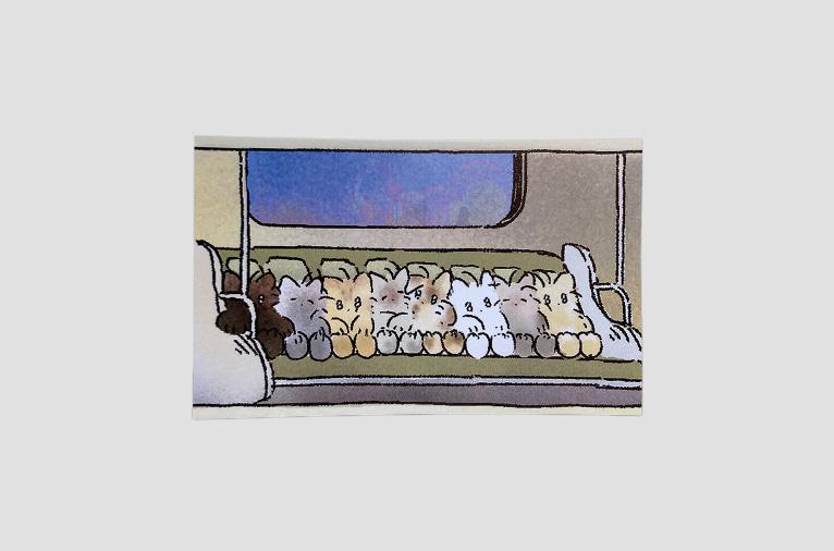 7차입고*[가벼운 친구들] 엽서 - 지하철 고양이