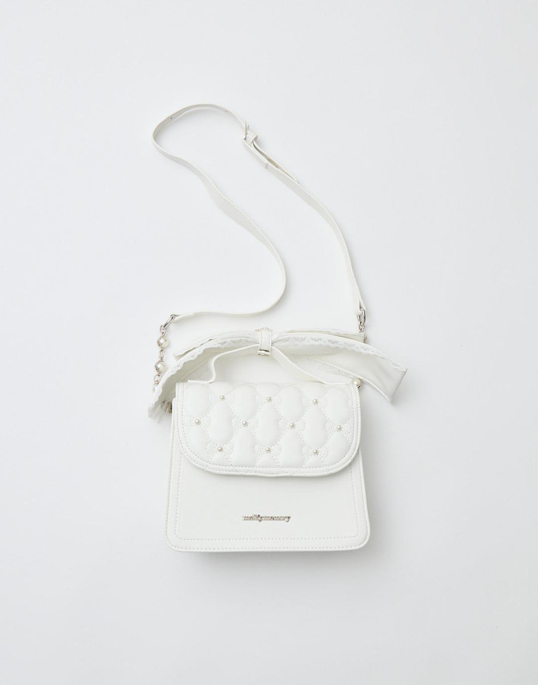 Ribbon quilting eternity bag - WHITE / FREE