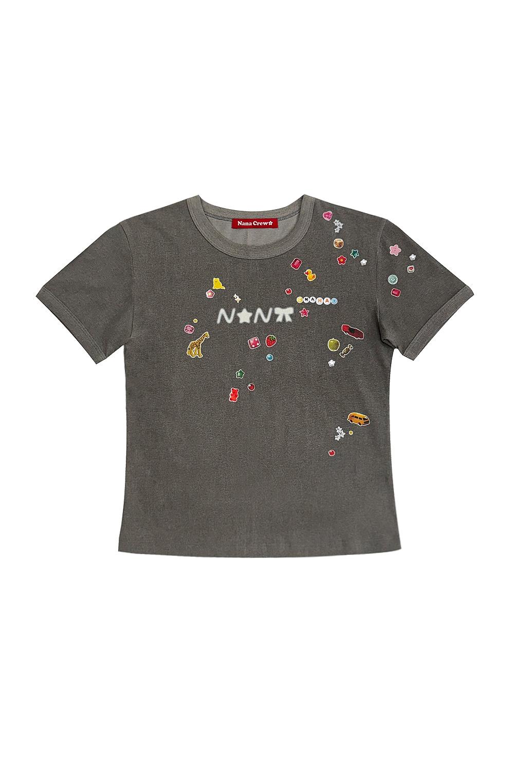 [7/8 예약배송] STICKER PIGMENT T-SHIRT - CHARCOAL