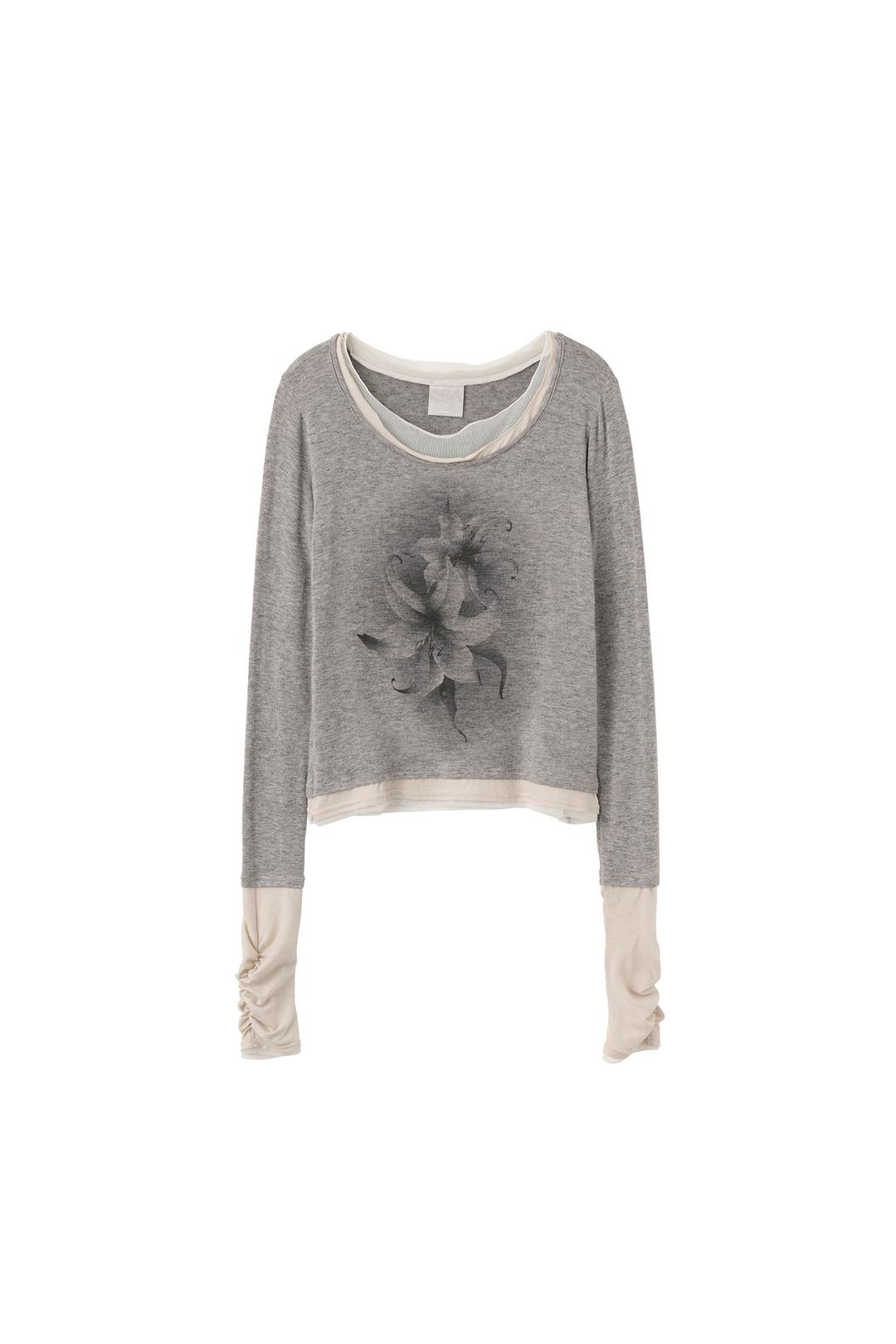 Triple Layered L/S Tee Melange Gray