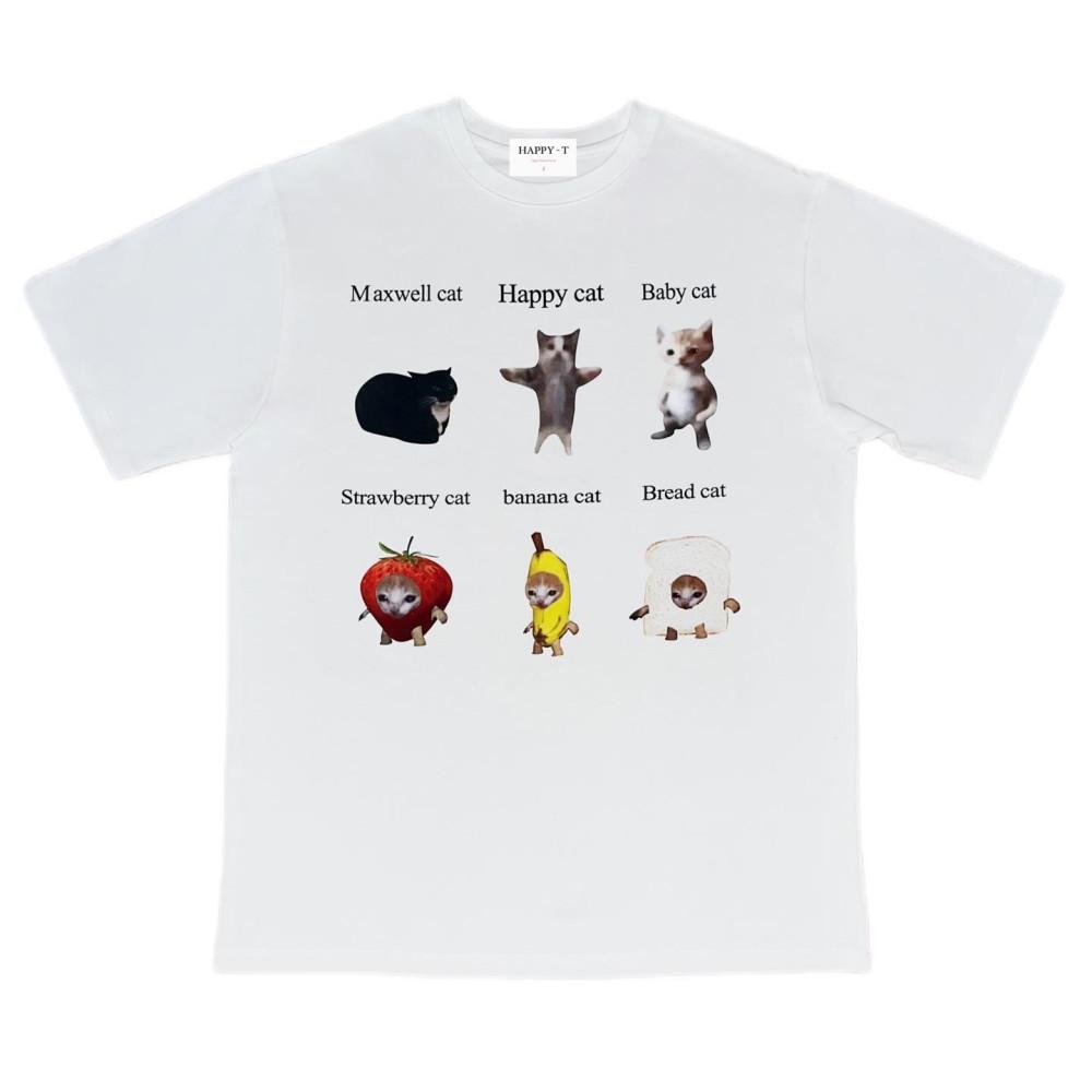 [자체제작] Happy-cat T-shirt White / 해피캣 티셔츠