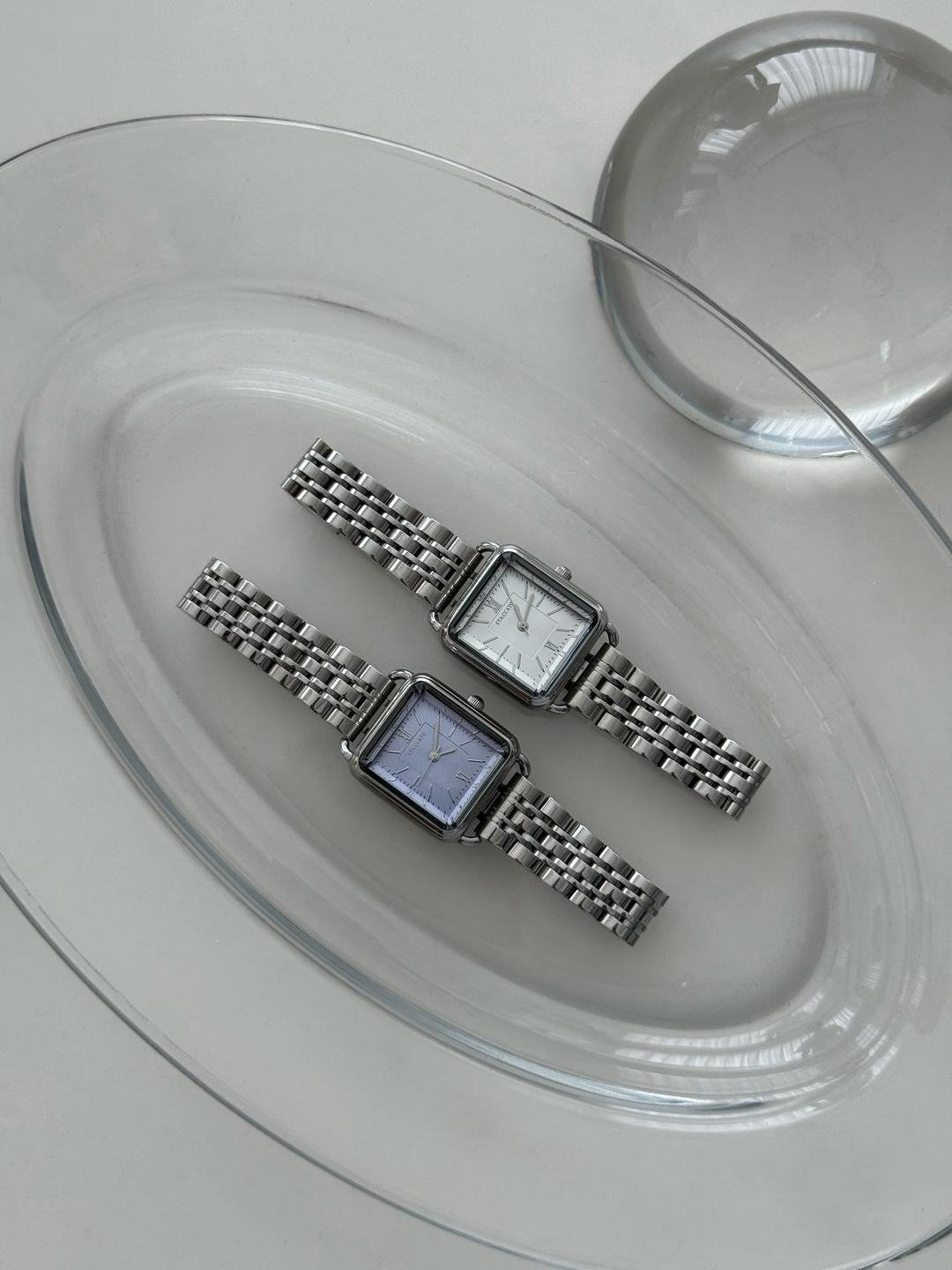 스퀘어 메탈 손목 시계 2colors