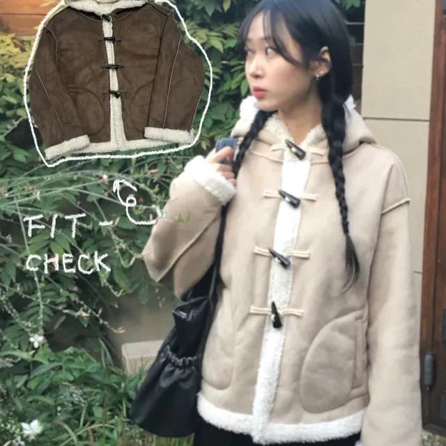 ☃️얼리윈터☃️ 핏보장💖 스웨이드 양털 떡볶이 후드 무스탕