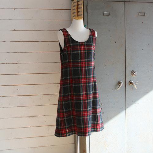 (vintage) 타탄 체크 민소매 원피스 (여성용)