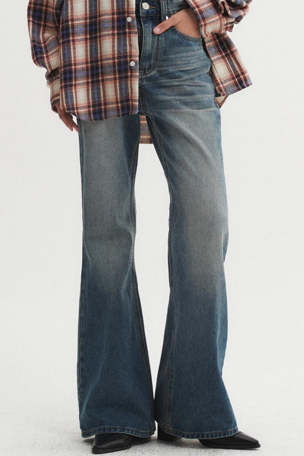 시그니처 플레어 데님 팬츠 블루