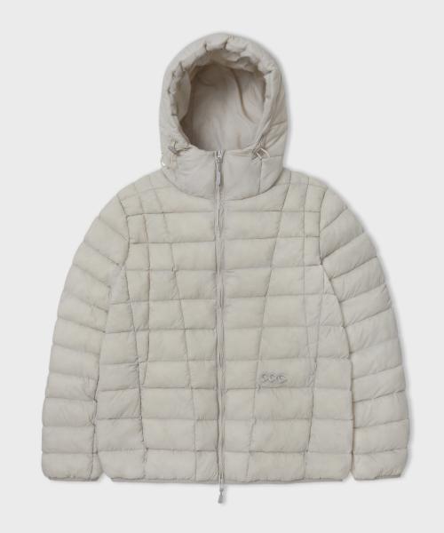 커브라인 후디드 라이트 패딩 샌드베이지