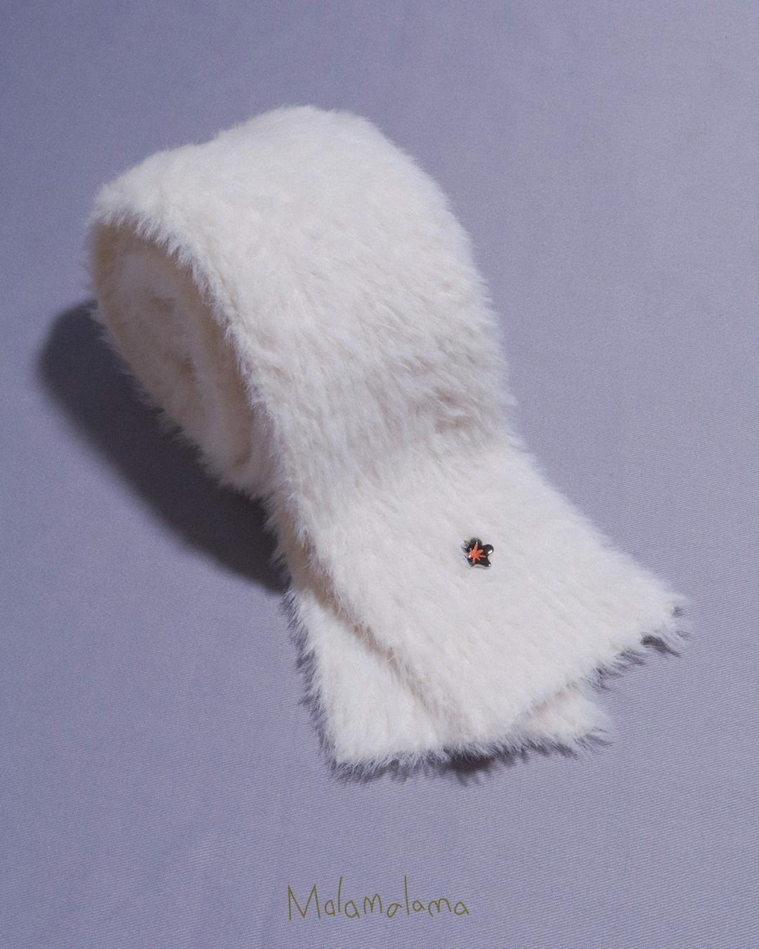 [Malamalama] Angora Basic Slim Muffler - White