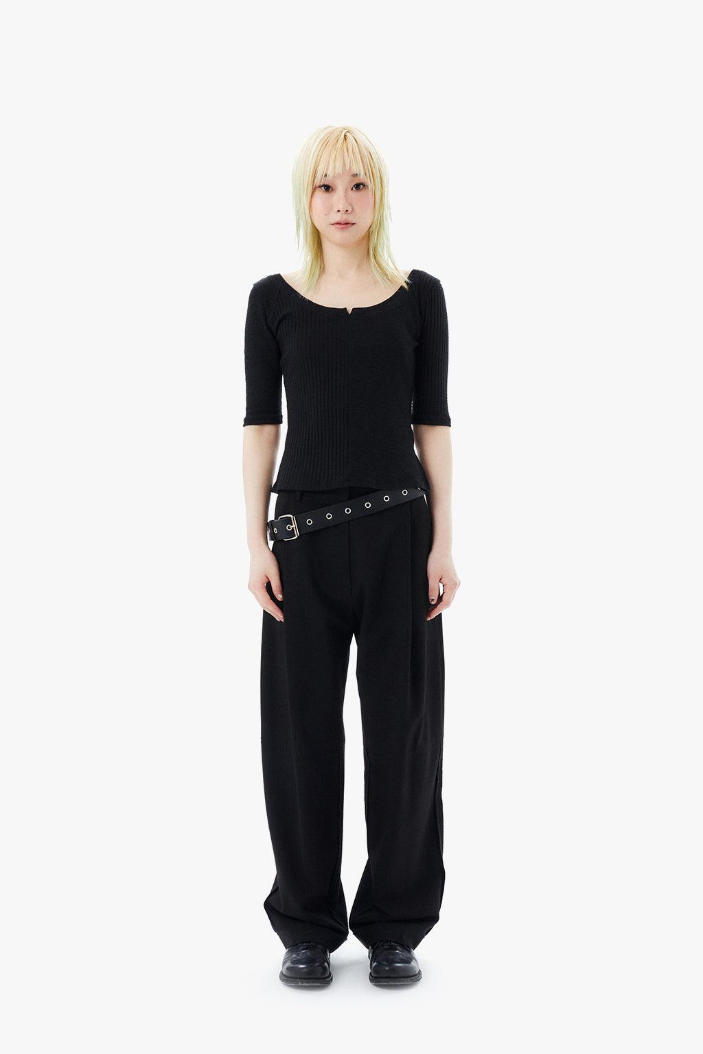 SIDE SLIT BALLERINA TEE / BLACK