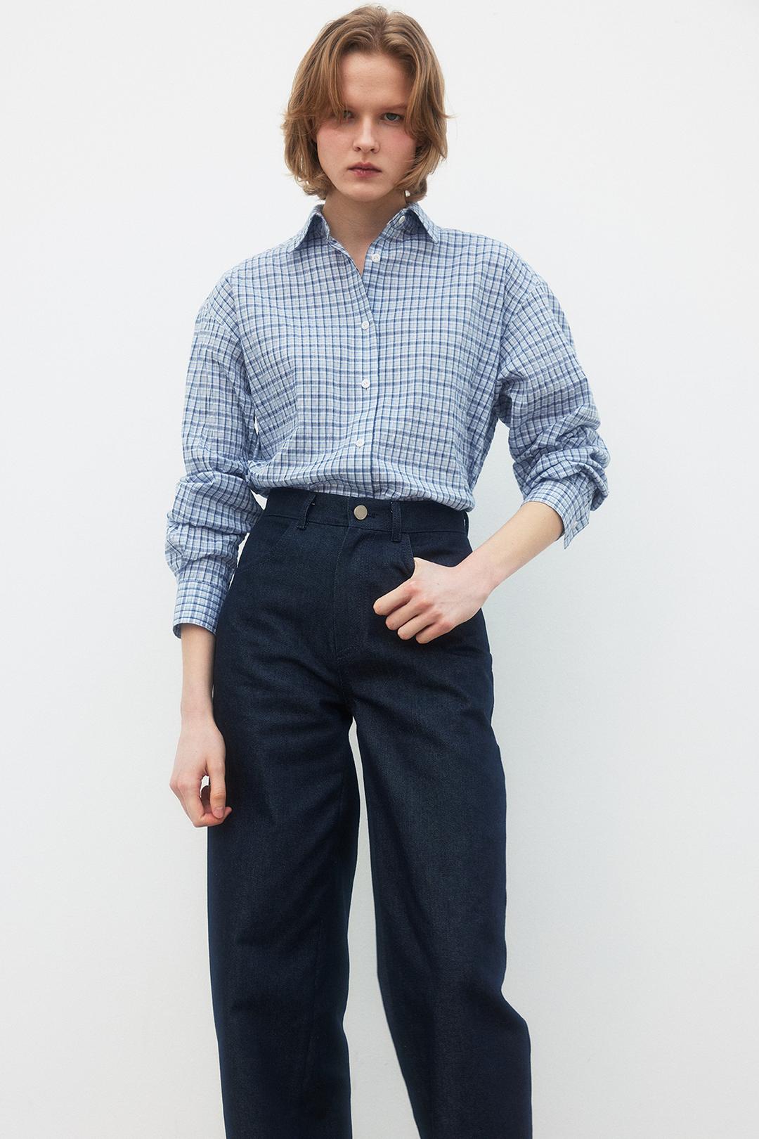 [레드벨벳 슬기 착용] [6th-order]   Gidi check shirt (Blue)